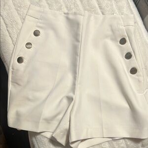 Zara White High Waist Shorts with Minimalist Design